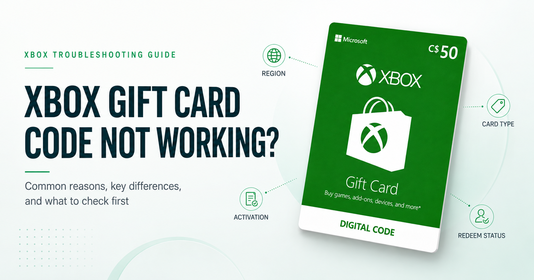 Xbox gift card troubleshooting overview